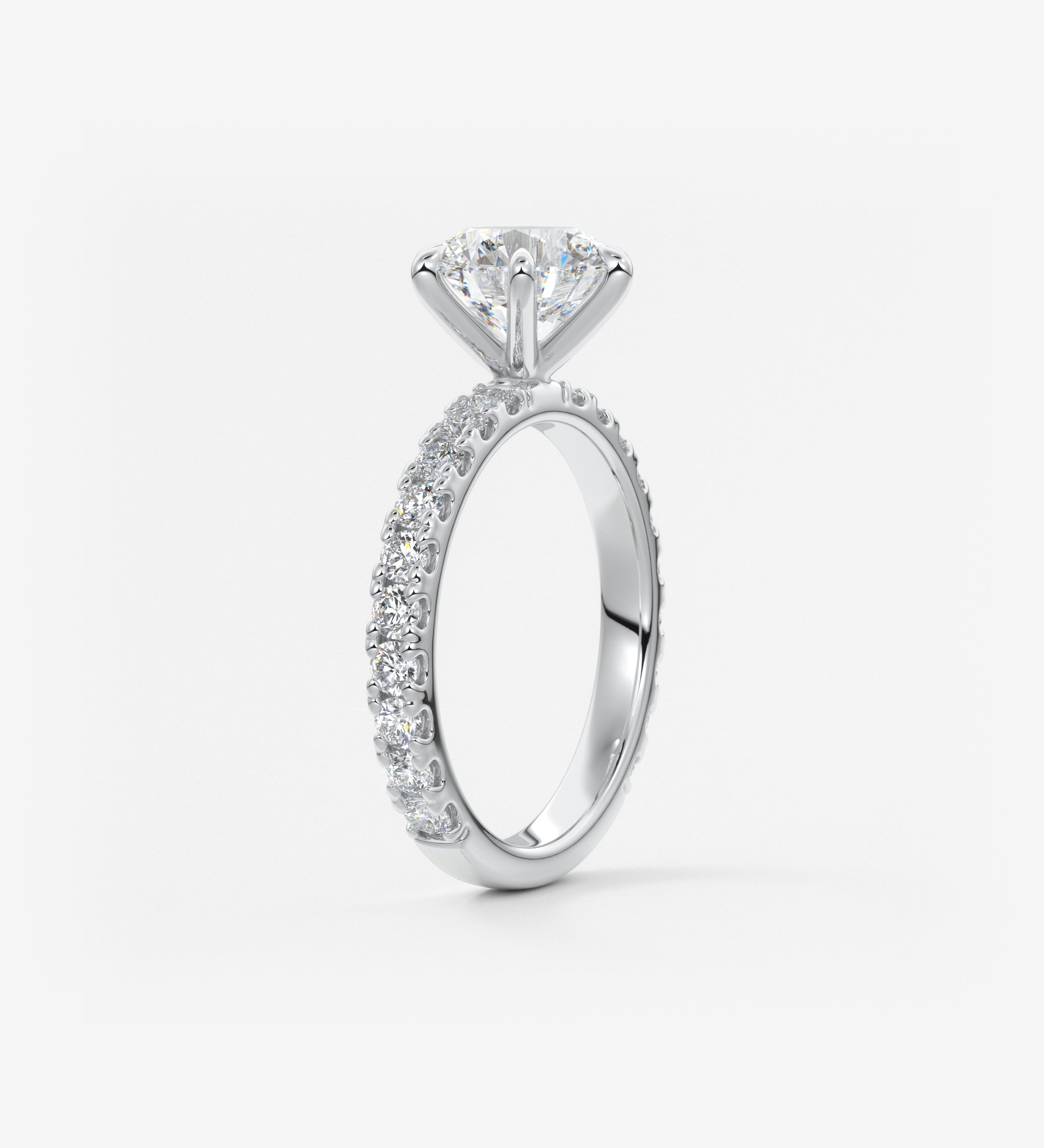 Round Pave Lab Grown Diamond Engagement Ring