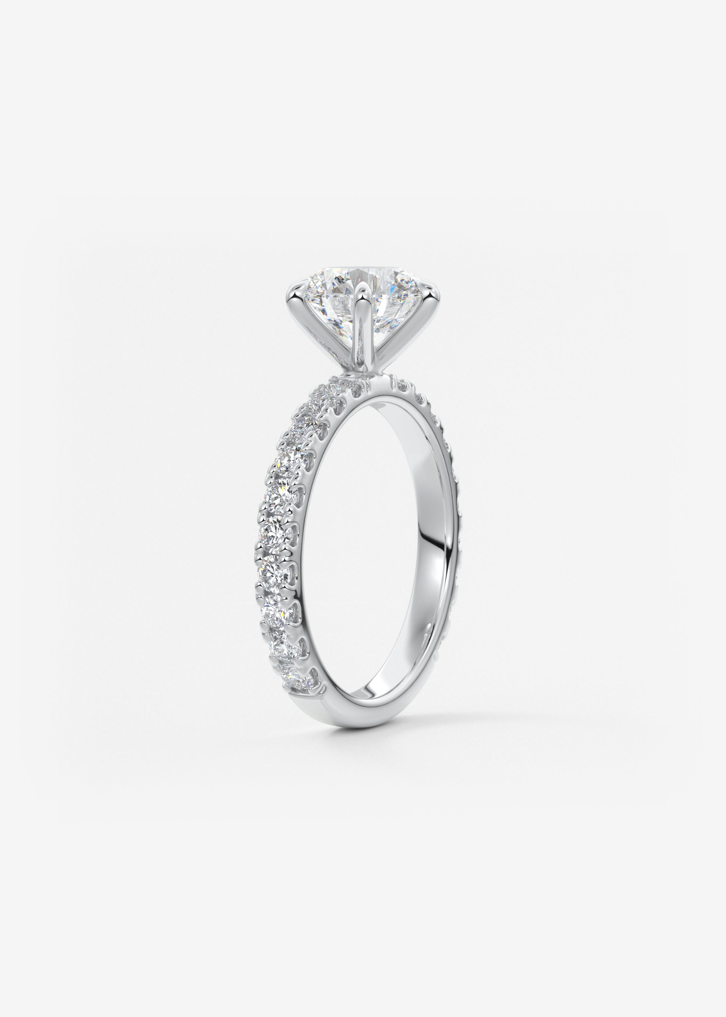 Round Pave Lab Grown Diamond Engagement Ring