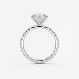 Round Pave Lab Grown Diamond Engagement Ring