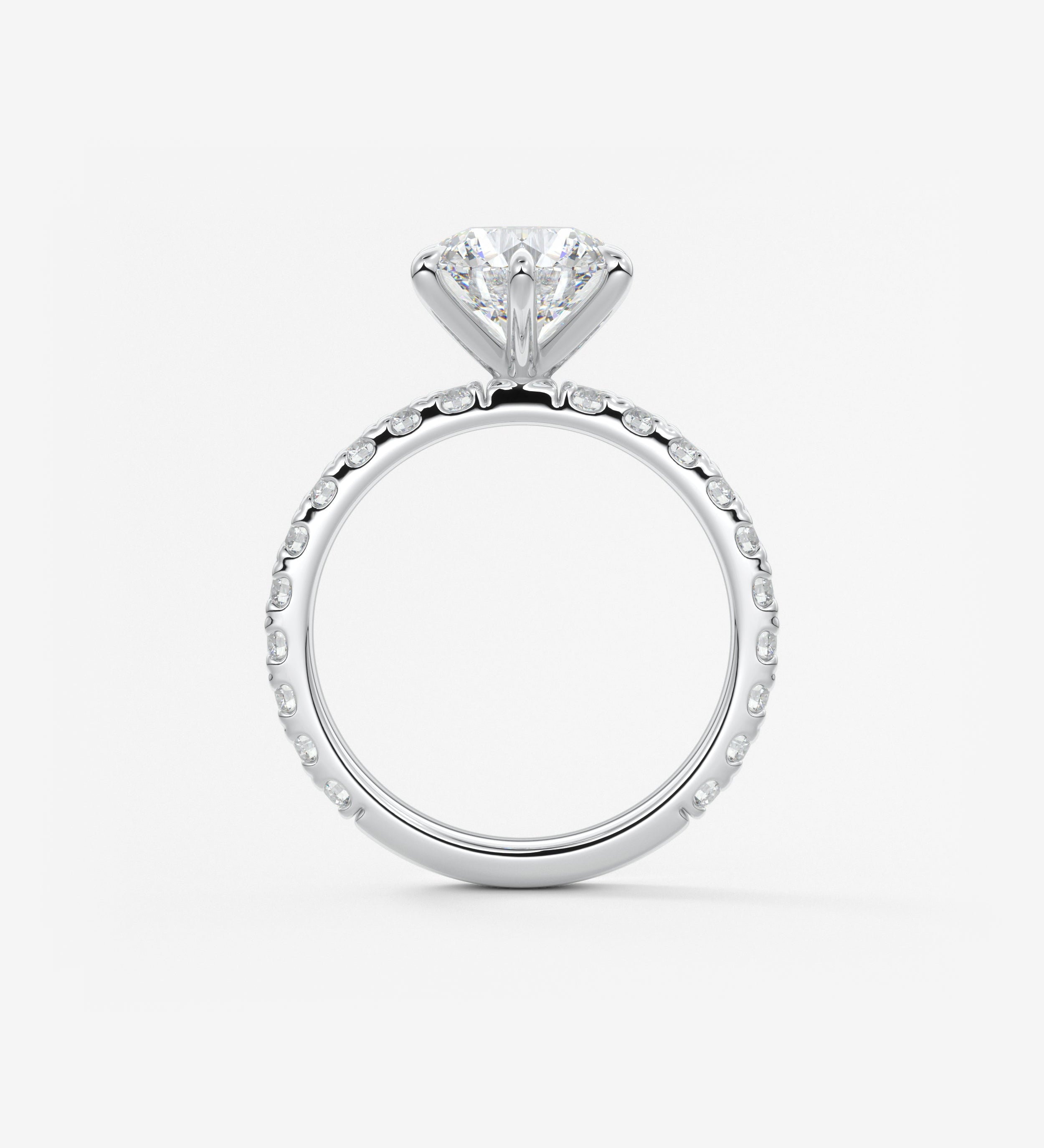 Round Pave Lab Grown Diamond Engagement Ring