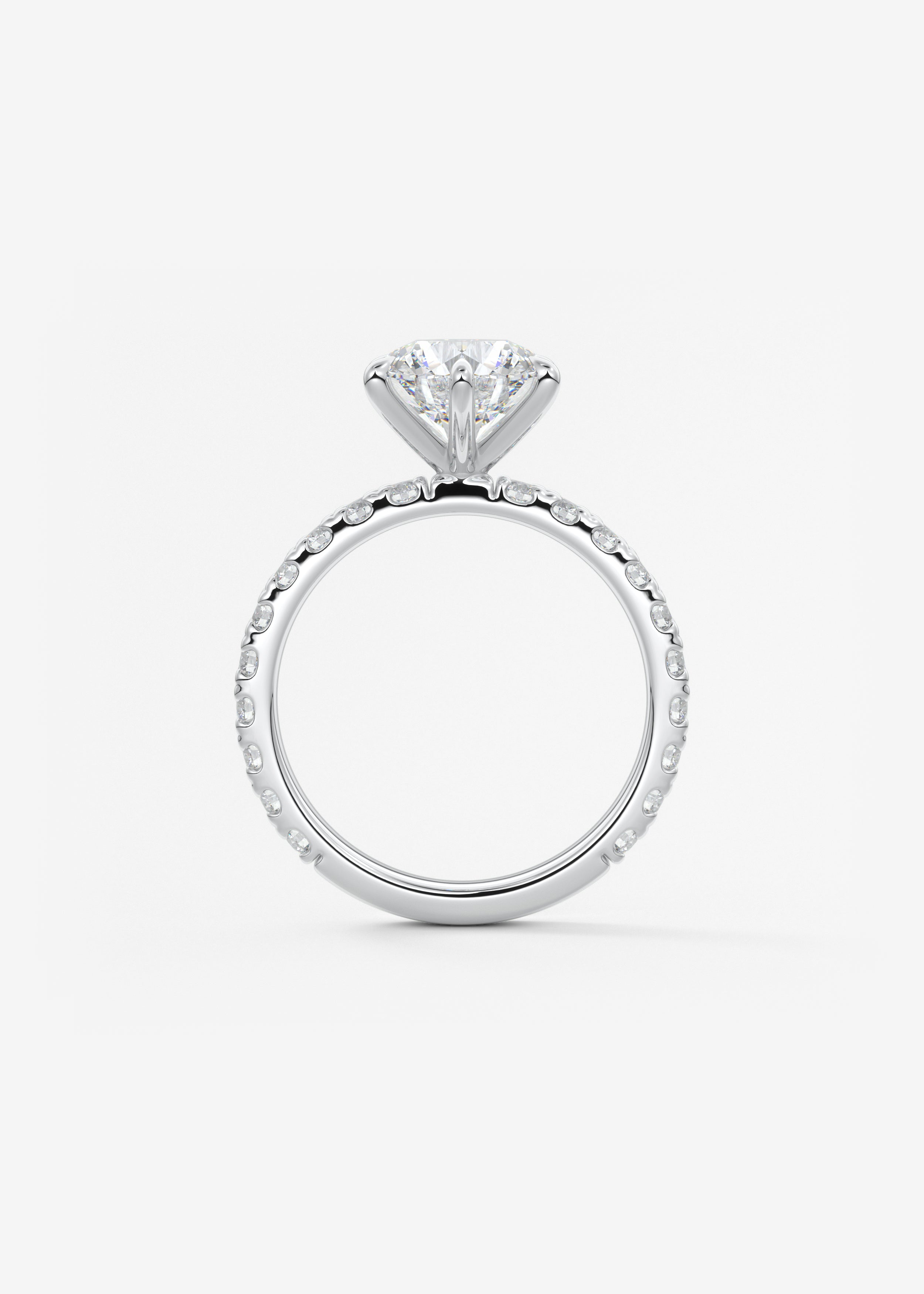 Round Pave Lab Grown Diamond Engagement Ring