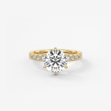 Round Pave Lab Grown Diamond Engagement Ring
