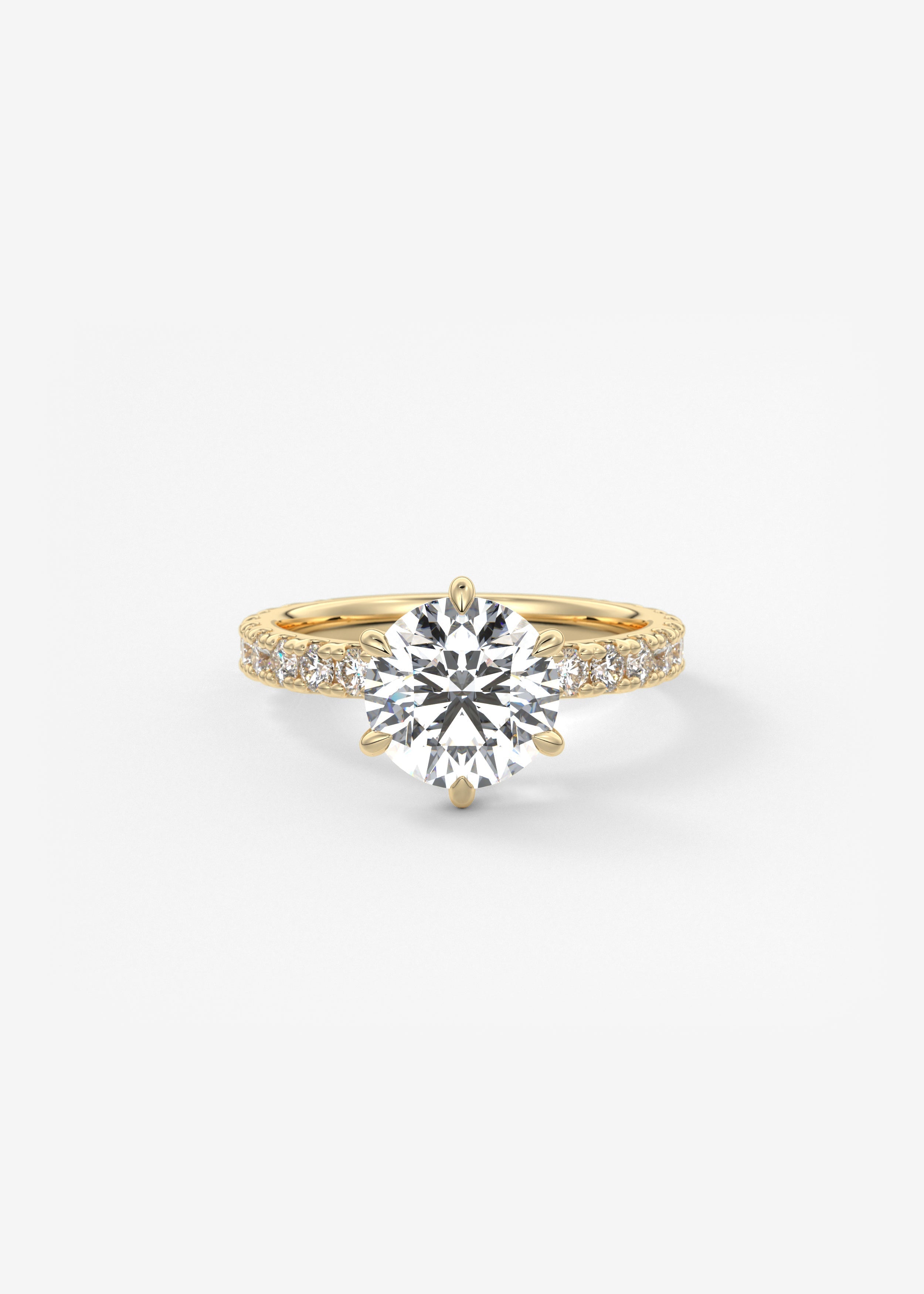 Round Pave Lab Grown Diamond Engagement Ring