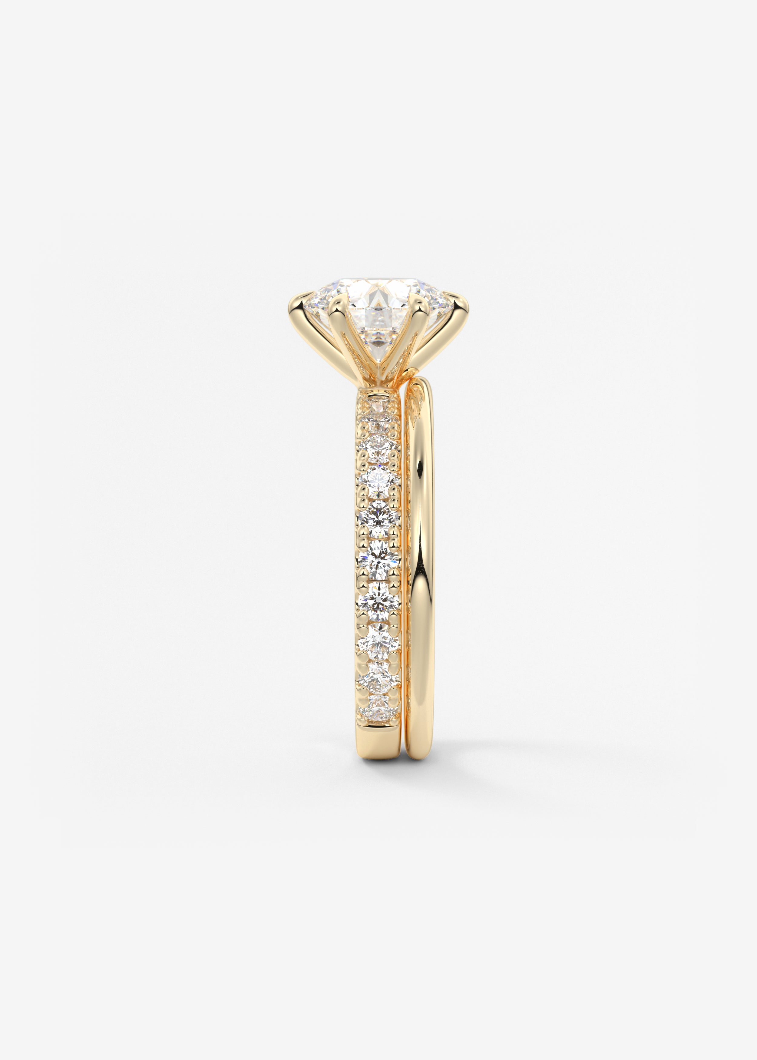 Round Pave Lab Grown Diamond Engagement Ring