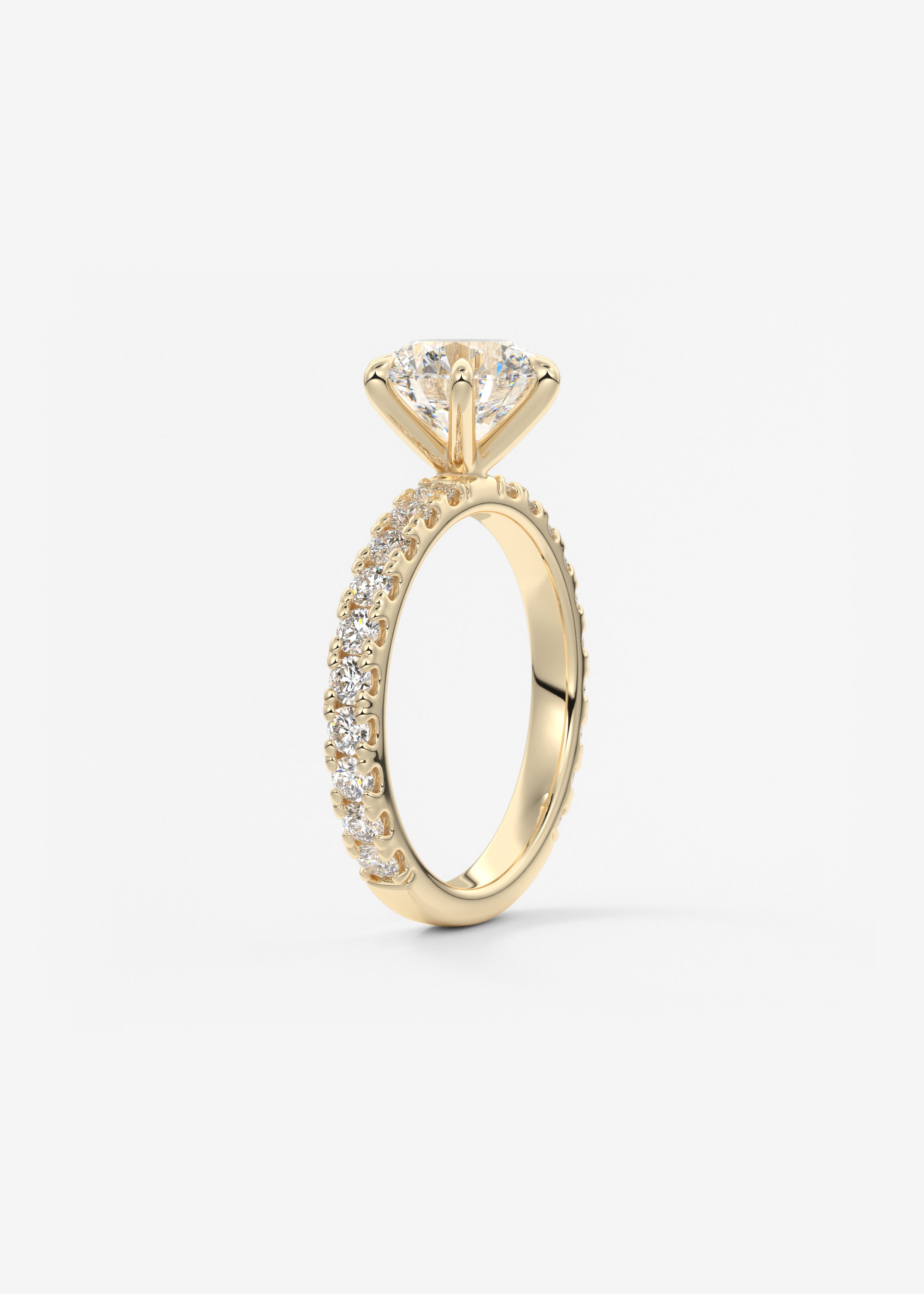 Round Pave Lab Grown Diamond Engagement Ring