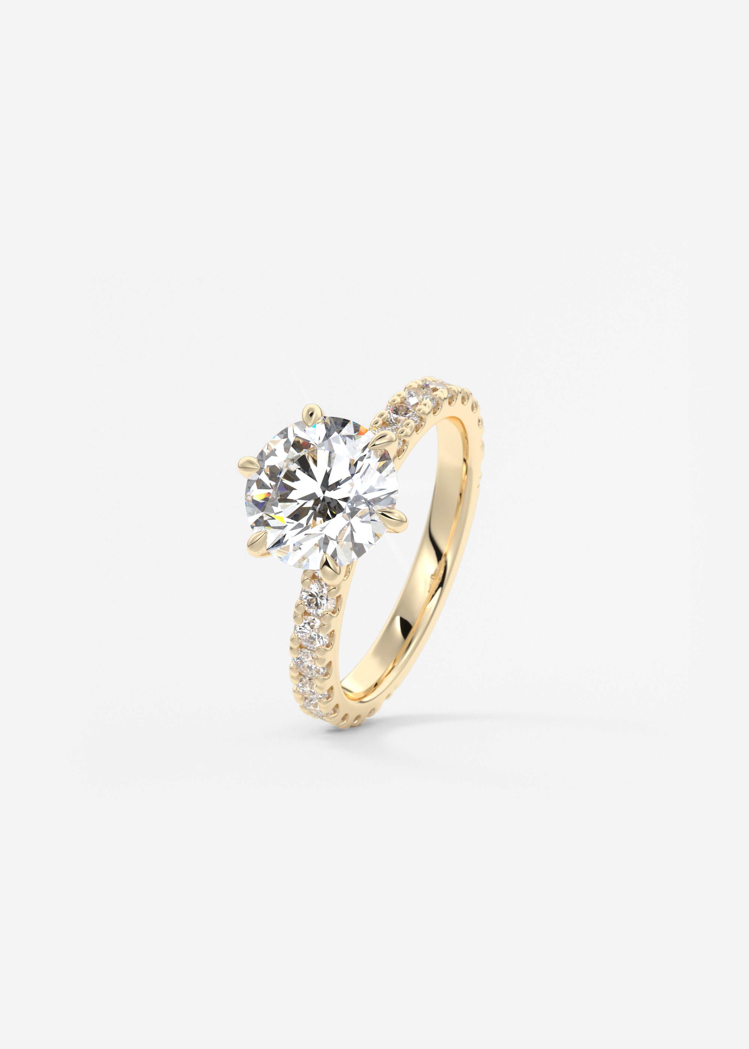Round Pave Lab Grown Diamond Engagement Ring