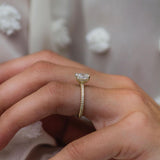 1.50 CT Cushion Moissanite Ring Featuring Hidden Halo & Pave Style 5