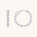 Classic 1.0 TCW Baguette Cut Moissanite Hoops Earrings in Gold 2
