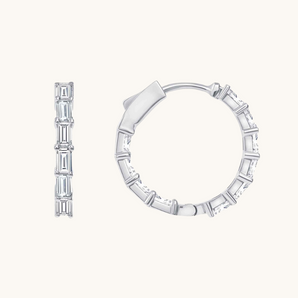 Classic 1.0 TCW Baguette Cut Moissanite Hoops Earrings in Gold