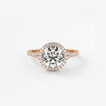 Round Halo & Pave , Split Shank Lab Grown Diamond Engagement Ring