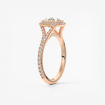 Round Halo & Pave , Split Shank Lab Grown Diamond Engagement Ring