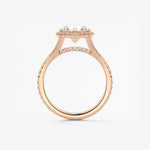 Round Halo & Pave , Split Shank Lab Grown Diamond Engagement Ring