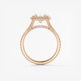Round Halo & Pave , Split Shank Lab Grown Diamond Engagement Ring
