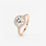 Round Halo & Pave , Split Shank Lab Grown Diamond Engagement Ring
