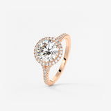 Round Halo & Pave , Split Shank Lab Grown Diamond Engagement Ring