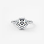 Round Halo & Pave , Split Shank Lab Grown Diamond Engagement Ring
