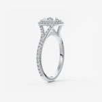 Round Halo & Pave , Split Shank Lab Grown Diamond Engagement Ring