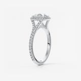 Round Halo & Pave , Split Shank Lab Grown Diamond Engagement Ring