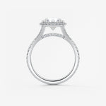 Round Halo & Pave , Split Shank Lab Grown Diamond Engagement Ring