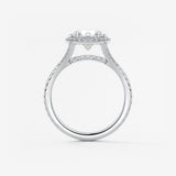 Round Halo & Pave , Split Shank Lab Grown Diamond Engagement Ring
