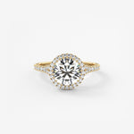 Round Halo & Pave , Split Shank Lab Grown Diamond Engagement Ring