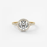 Round Halo & Pave , Split Shank Lab Grown Diamond Engagement Ring