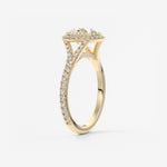 Round Halo & Pave , Split Shank Lab Grown Diamond Engagement Ring