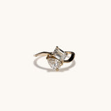 Stunning 1.60 CT Pear & Emerald Moissanite Engagement Ring with Two Stone Design 1