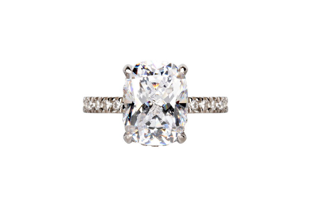 Cushion Cut Solitaire Style Cubic Zirconia in 925 Sterling Silver Ring 1