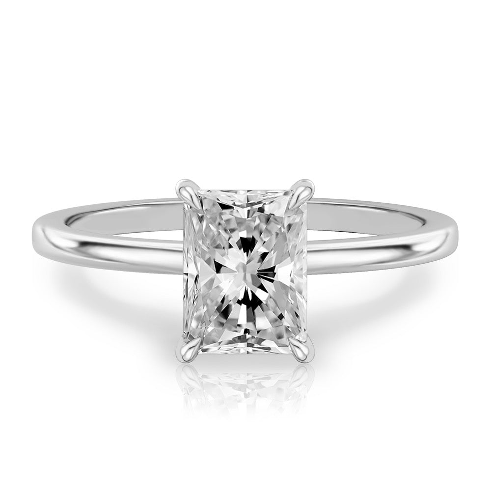 Stunning 1.0- 2.0 CT Radiant Moissanite Engagement Ring with Hidden Halo Design 1