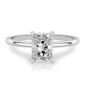 Stunning 1.0- 2.0 CT Radiant Moissanite Engagement Ring with Hidden Halo Design