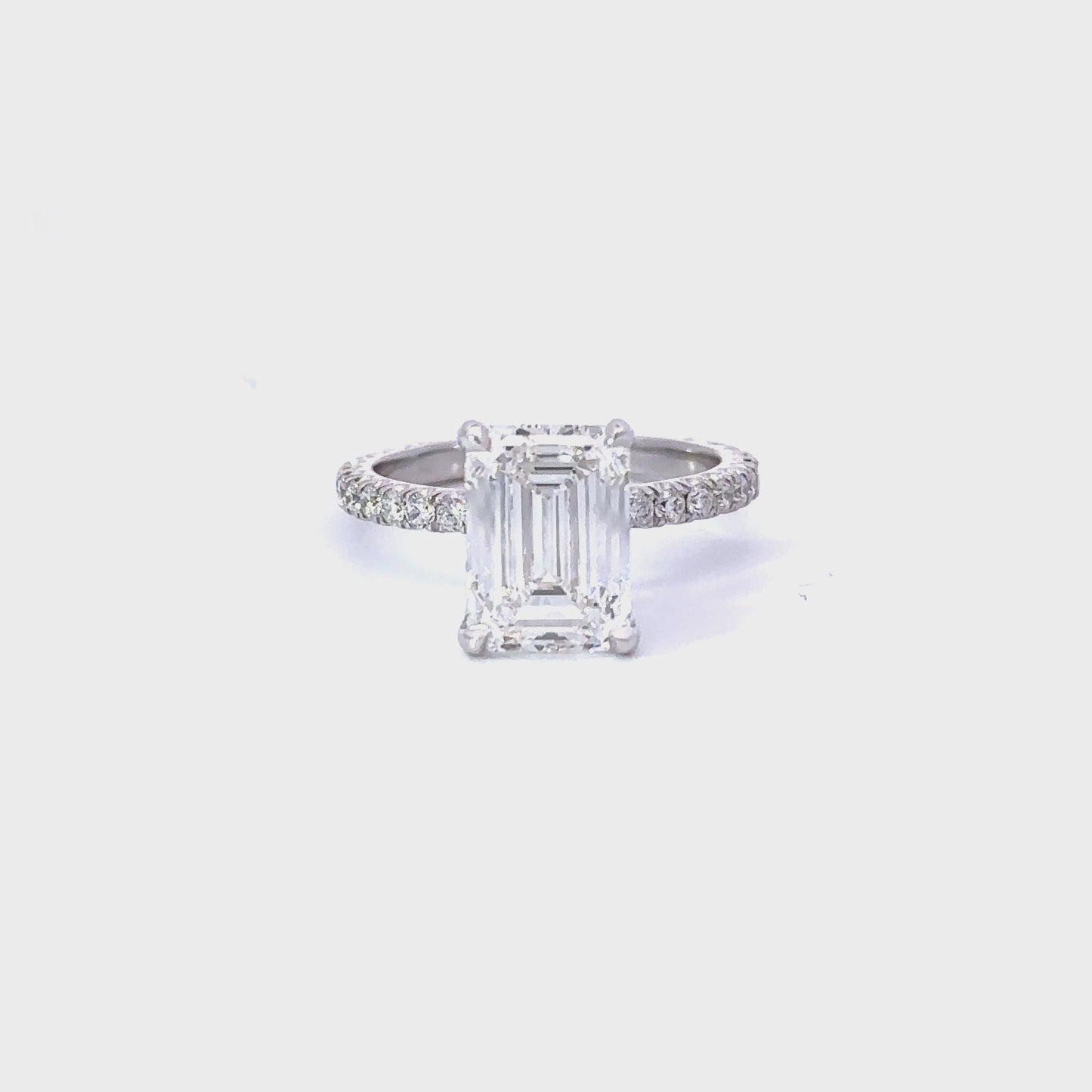 Stunning 3.0 CT Emerald Moissanite Engagement Ring with Hidden Halo Pave Design 5
