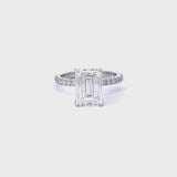 Stunning 3.0 CT Emerald Moissanite Engagement Ring with Hidden Halo Pave Design 5
