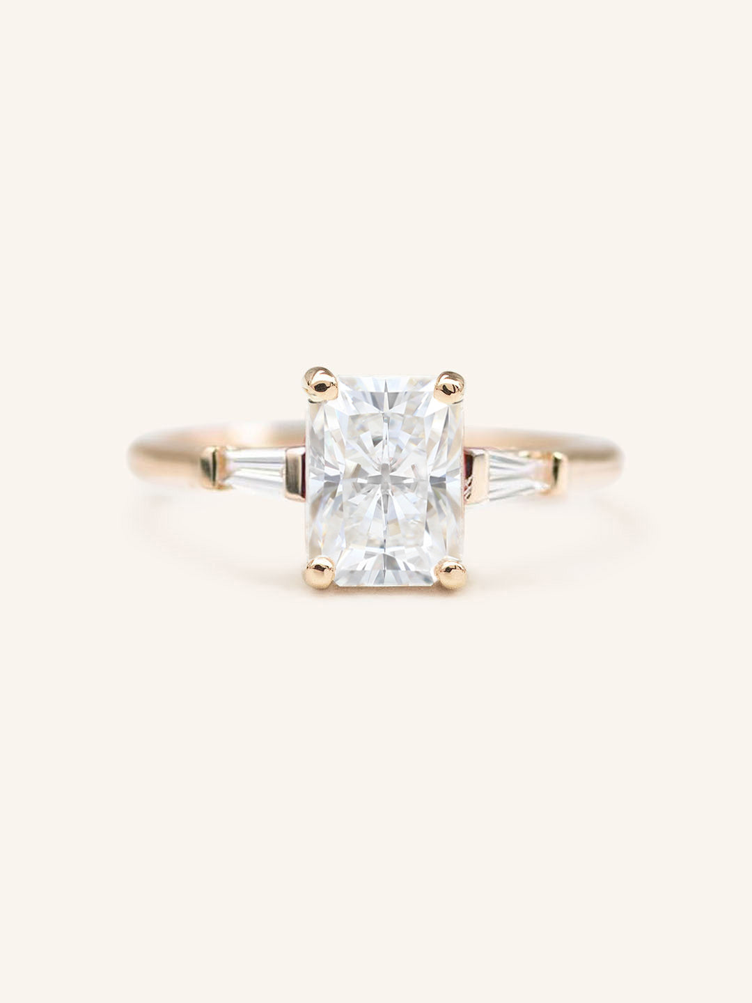 Stunning 2.43 CT Radiant Moissanite Engagement Ring with Three Stone Design 3
