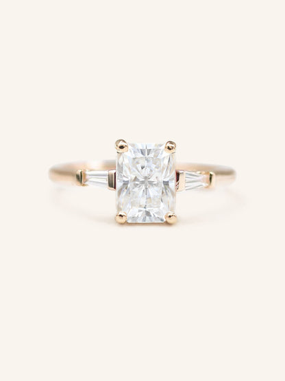 Stunning 2.43 CT Radiant Moissanite Engagement Ring with Three Stone Design 3