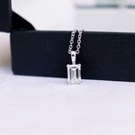 1.0 CT Emerald Cut Moissanite Diamond Solitaire Pendant Necklace in Solid Gold 1