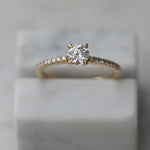 0.50 CT Round Cut Pave CVD F/VVS1 Diamond Engagement Ring 1