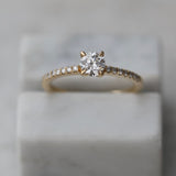 0.50 CT Round Cut Pave CVD F/VVS1 Diamond Engagement Ring 1