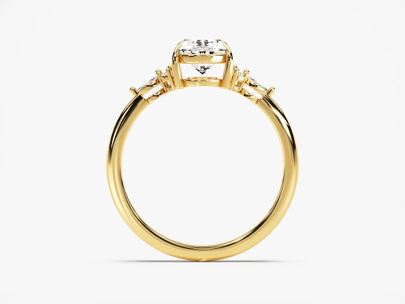 Stunning 1.50 CT Oval Moissanite Engagement Ring with Cluster Design 2