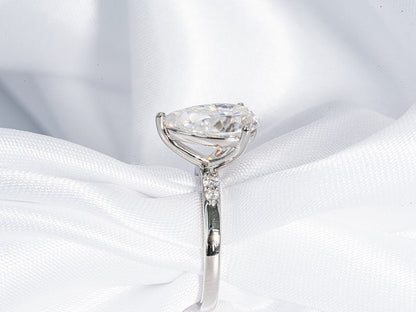 Stunning 3.0 CT Pear Cut Moissanite Engagement Ring with Pave Design 5