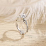Stunning 2.0 CT Round Moissanite Engagement Ring with Twisted Pave Design 8