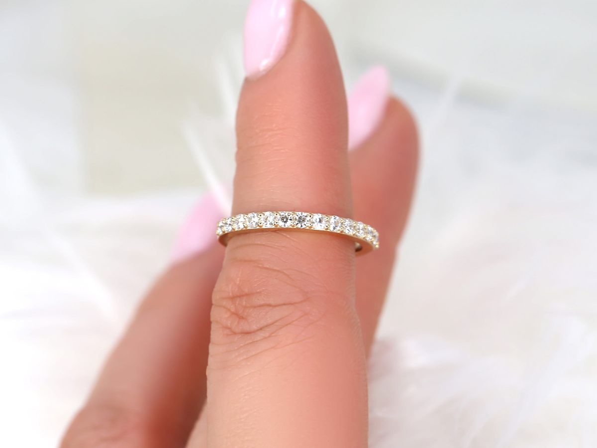 Stunning 0.48 TCW Round Moissanite Stones Half Eternity Wedding Bands 5