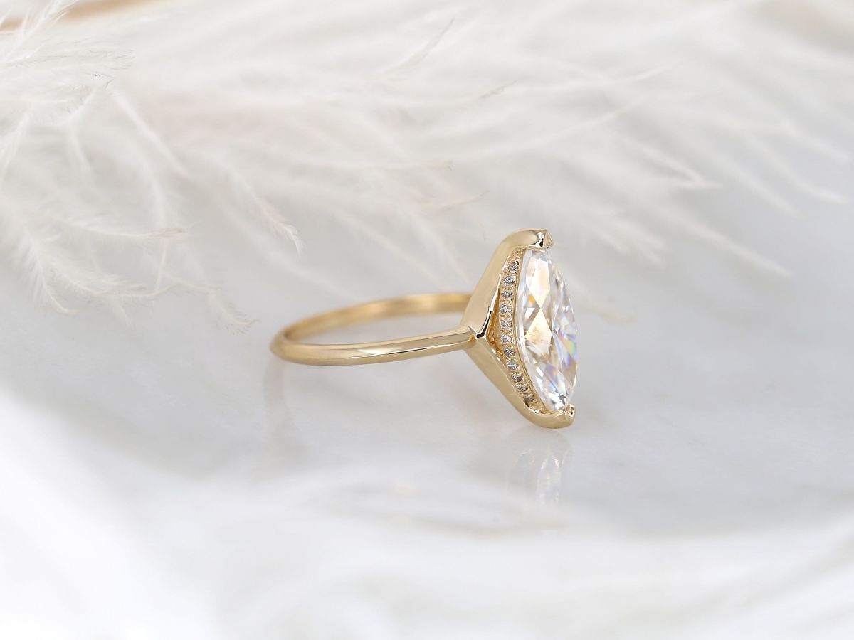 Stunning 2.80 CT Marquise Moissanite Engagement Ring with Hidden Halo Design 2