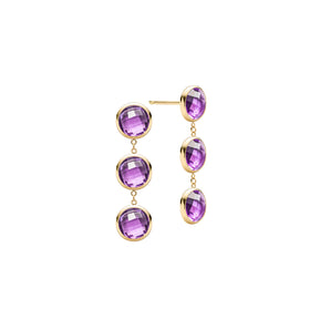 2.70 TCW Round Amethyst Lab Made Diamond- February Birthstone Dangle