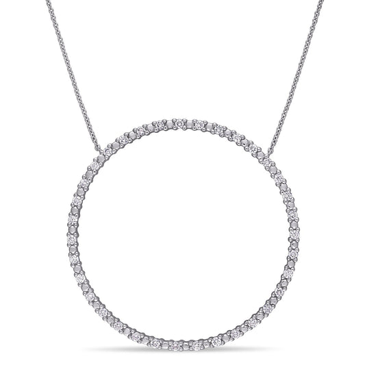 Round Cut Cubic Zirconia in 925 Sterling Silver Necklace 2
