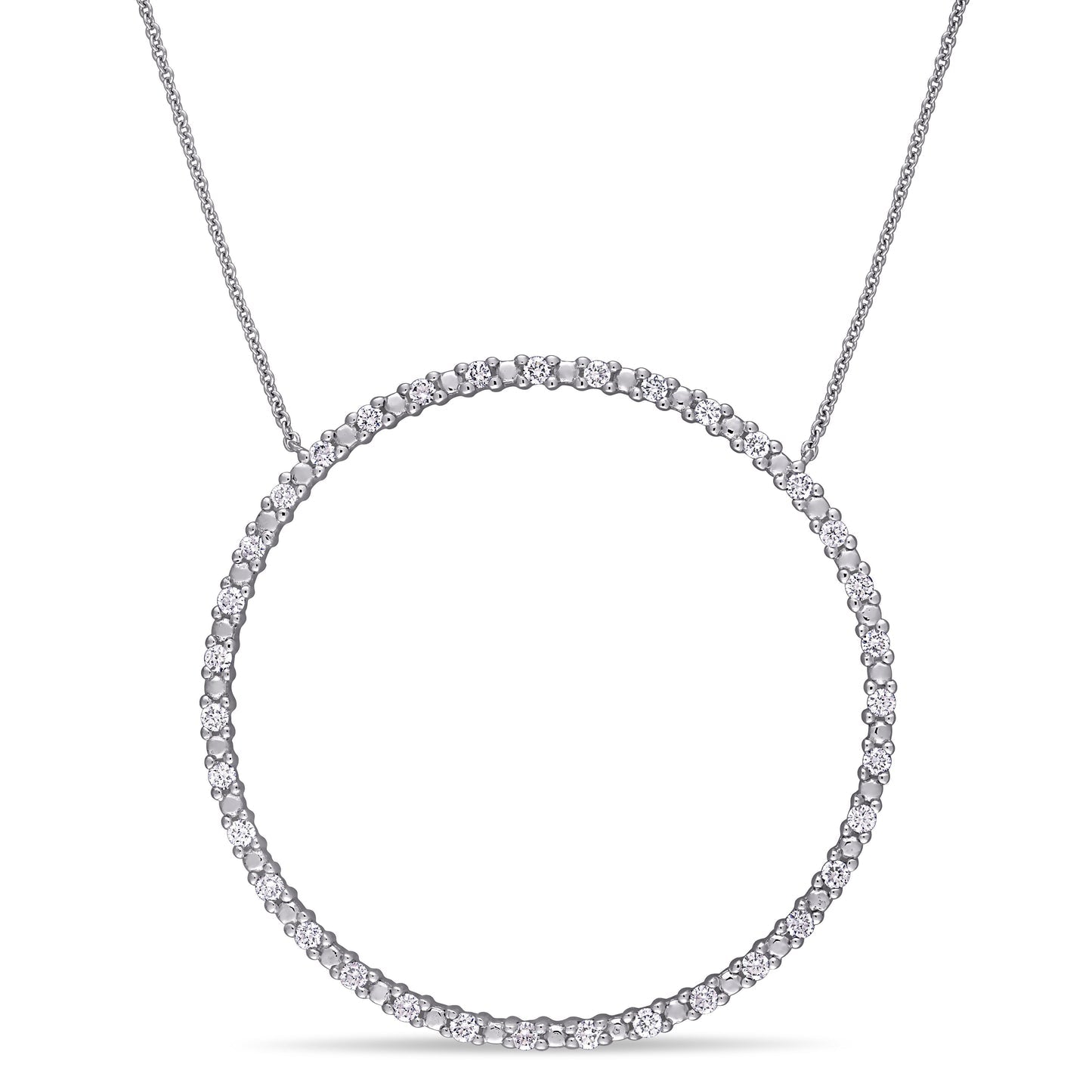 Round Cut Cubic Zirconia in 925 Sterling Silver Necklace 9