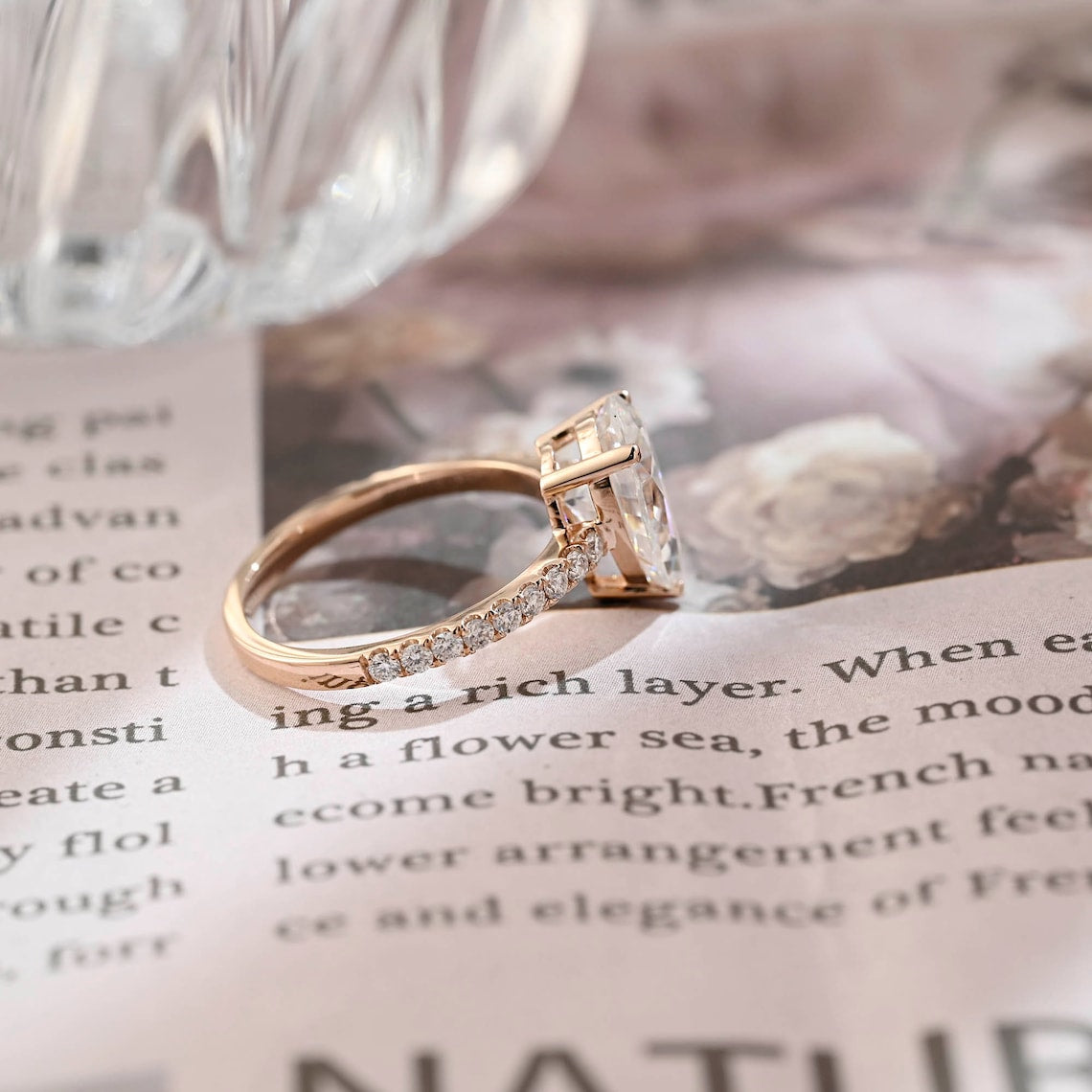 Stunning 3.0 CT Pear Moissanite Engagement Ring with Pave Design 4