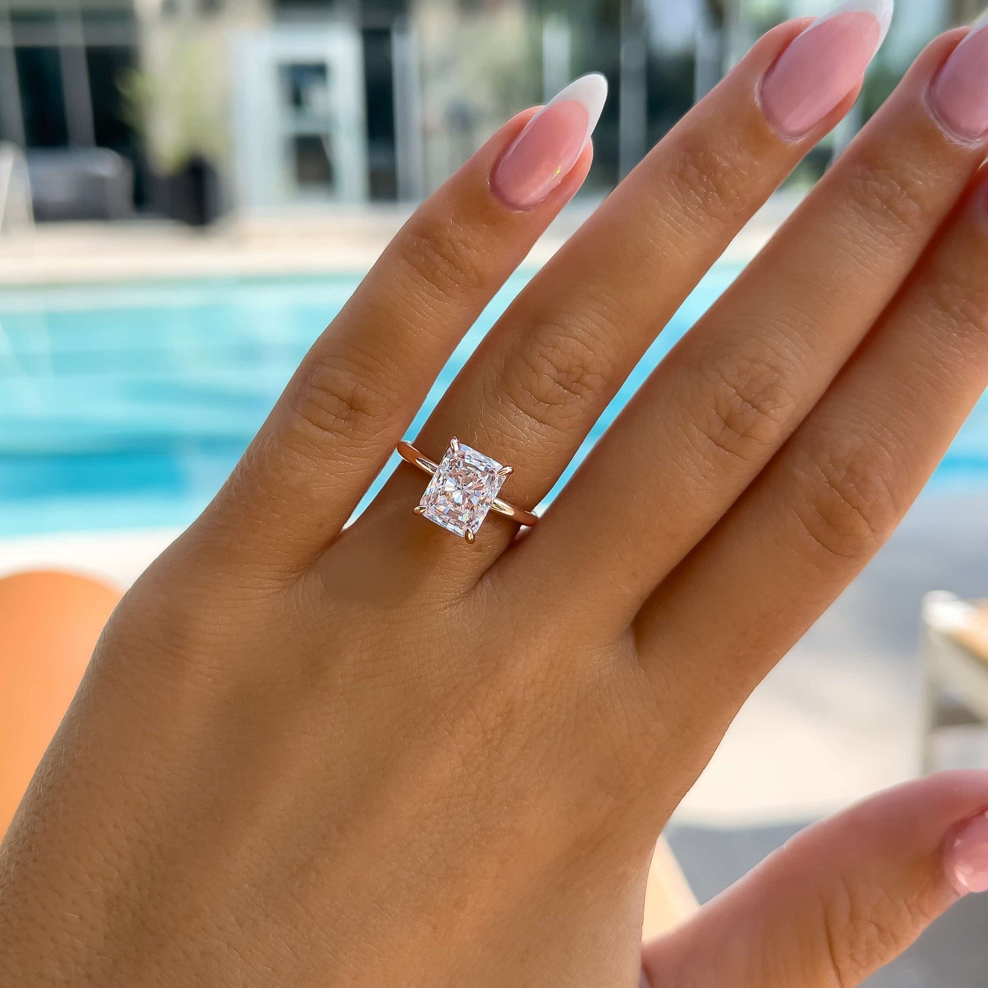 Stunning 3.0 CT Radiant Moissanite Engagement Ring with Hidden Halo Design 7