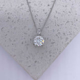 Round Cut Cubic Zirconia in 925 Sterling Silver Necklace 4