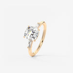 Cushion Three Stone Lab Grown Diamond Engagement Ring